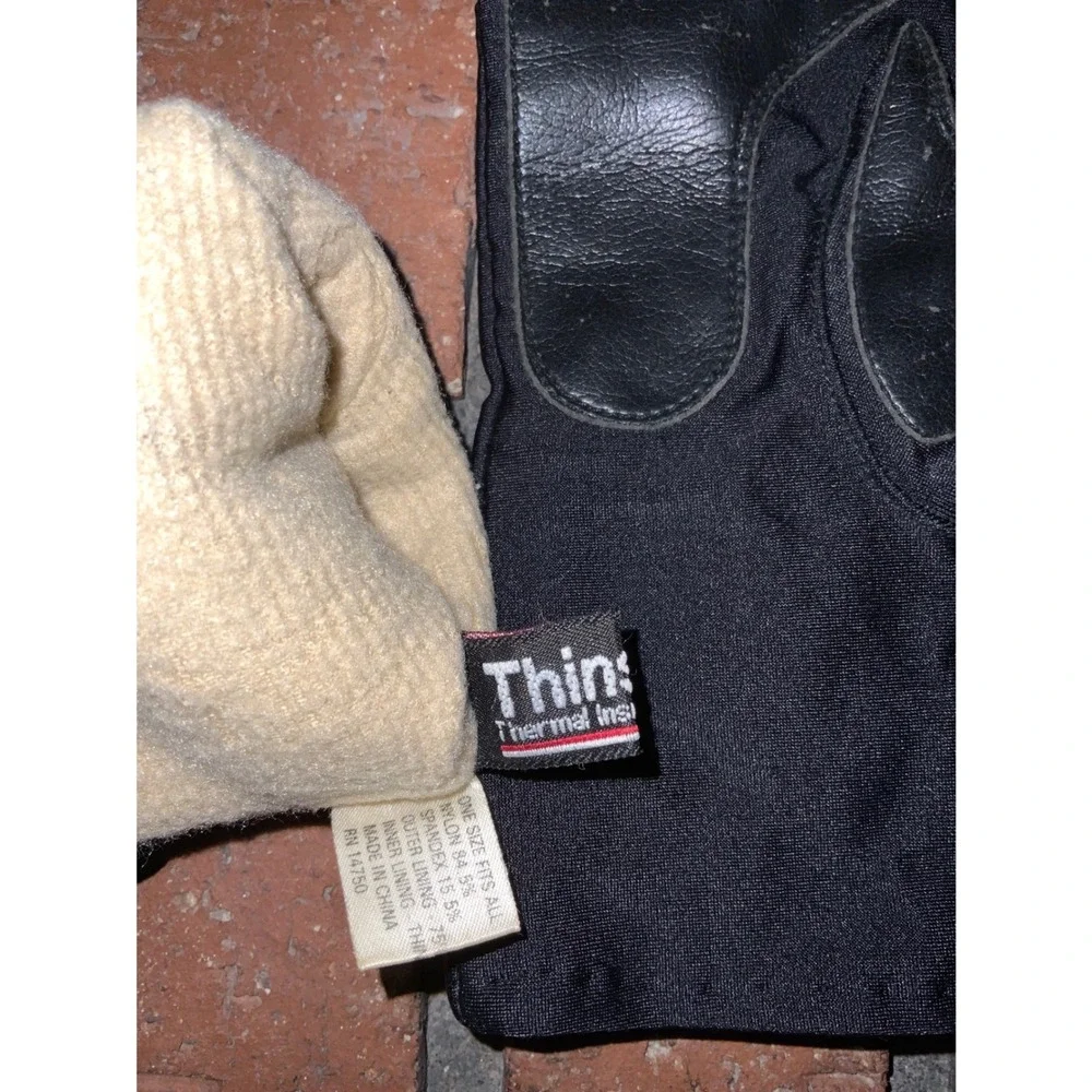 Womens Black Nylon Thinsulate‎ Gloves One Size Fits All